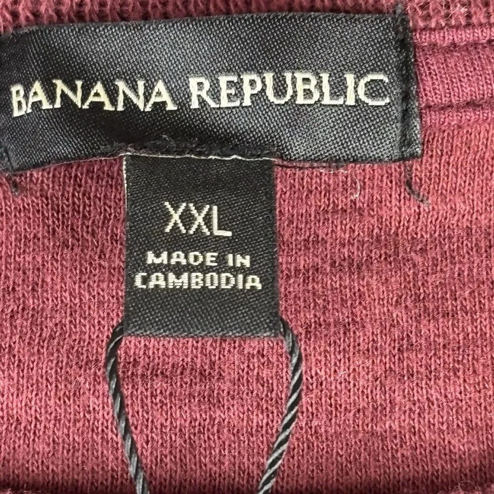 Banana Republic Shirt Mens XXL Double Knit Long Sleeve Crewneck Burgundy New $60